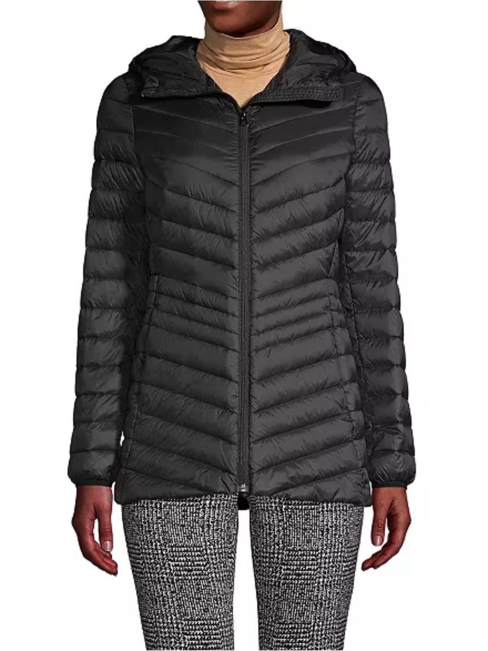 LL Bean Black 800 Down Quilted Puffer Lightweight Packable Jacket